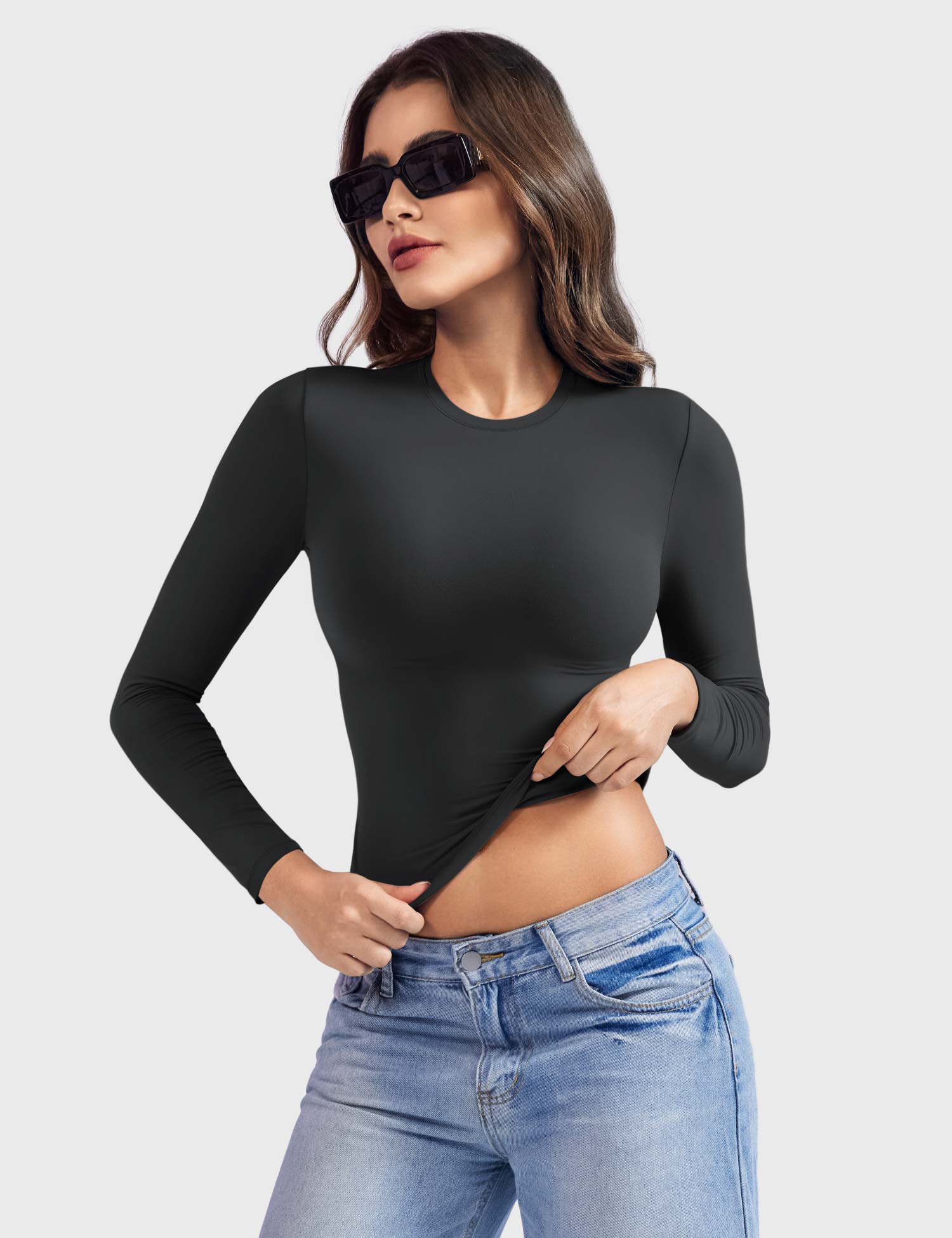 Top Sculptant à Manches Longues