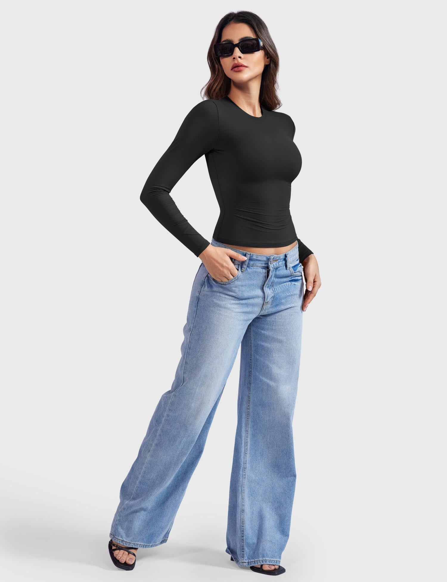 Top Sculptant à Manches Longues